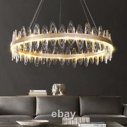 WDW Ring Chandelier Genuine Crystal 3 LED Colours + Dimmable + Remote Control