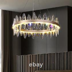 WDW Ring Chandelier Genuine Crystal 3 LED Colours + Dimmable + Remote Control