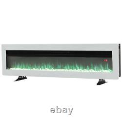 Wall/Freestanding 50'' Electric Fireplace LED Fire Flames 900/1800W Heater White