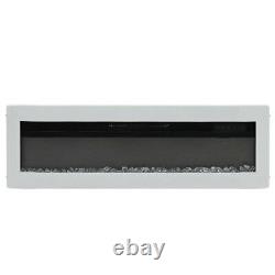 Wall/Freestanding 50'' Electric Fireplace LED Fire Flames 900/1800W Heater White