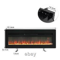 Wall Mounted 405060Electric Fire Insert Floating 9LED Flame Fire Freestand UK