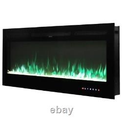 Wall Recessed Remote Control Fireplace Wall Mounted Led Crystal Log Flame 40'