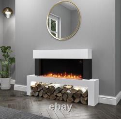 White Electric Fireplace with LED Lights and LED Flames