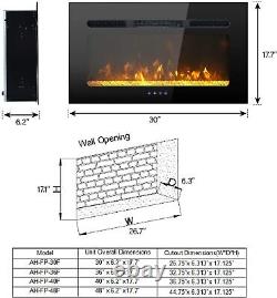 Wide 30 LED Electric Fireplace 3 Flames Inset Fire Heater Wall Mounted/Insert